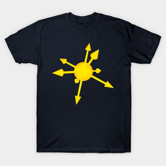 Golden Illuminati Chaos Star Sigil T-Shirt by Helgar